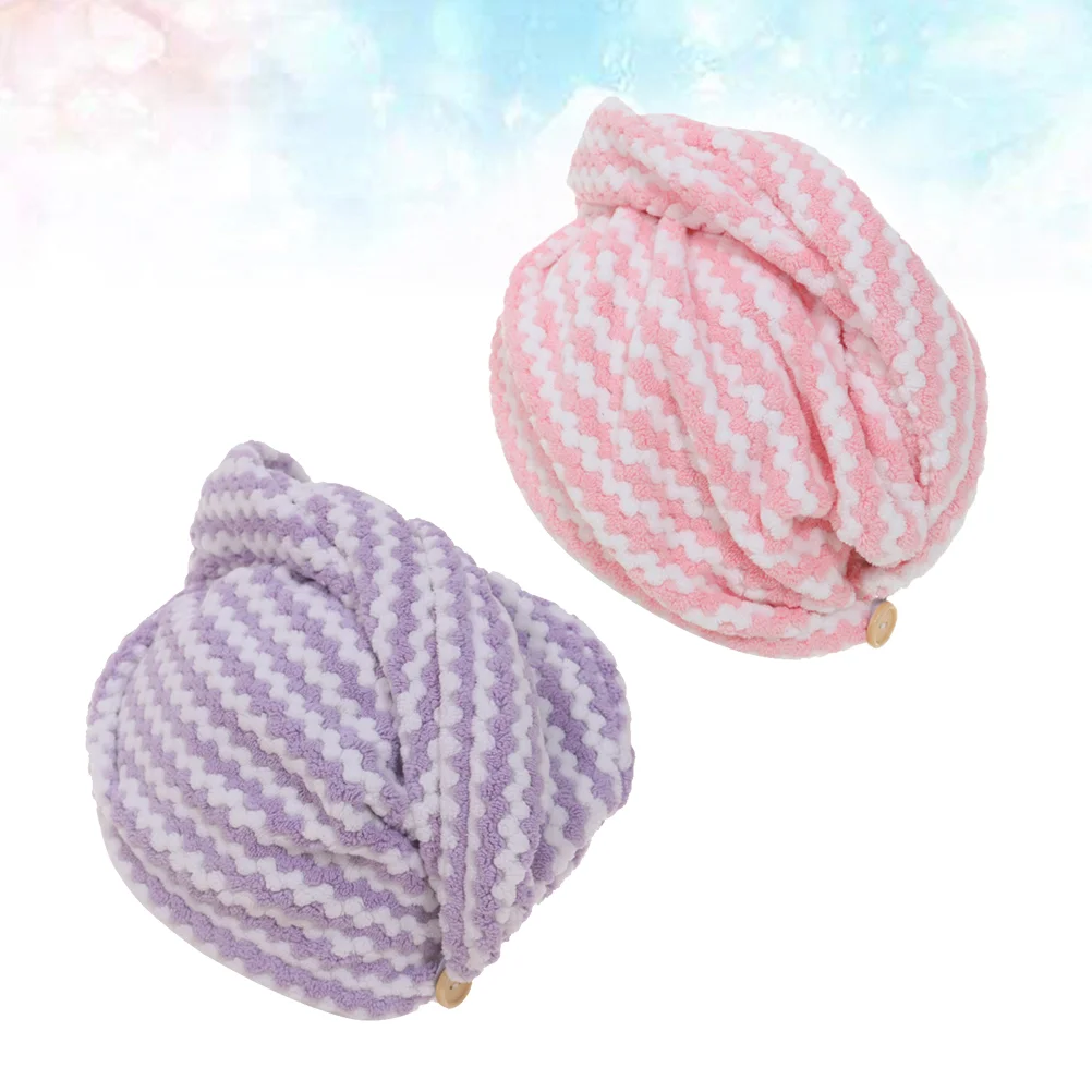 2 Pcs Quick Dry Fast Drying Hair Cap Towel Hair-drying Towels Shower Bath Aldult