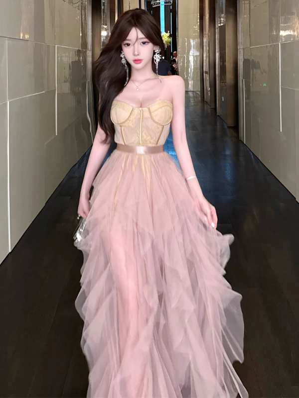 E y Único Conjunto de Dos Piezas para Mujer: Vestido ter y falda de Malla, Estilo cado y Moderno, Perfecto ...