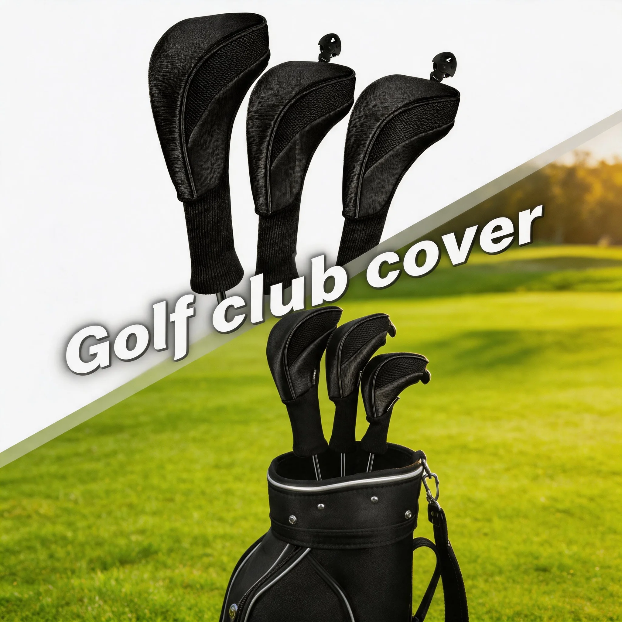 Heavy Duty Soft Fabric Numbered Long Neck Wood Club Head Covers 3Pcs Durable Golf Head Protector Training Accessories