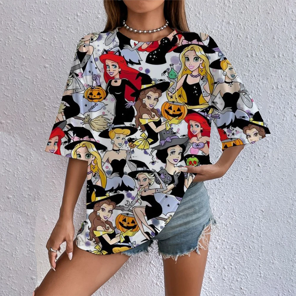 فاسق الأميرة المحملة الصيف الشرير الأميرة Harajuku الرياح قاع الكرتون خطابات بلايز موضة عادية المرأة Y2K تي شيرت