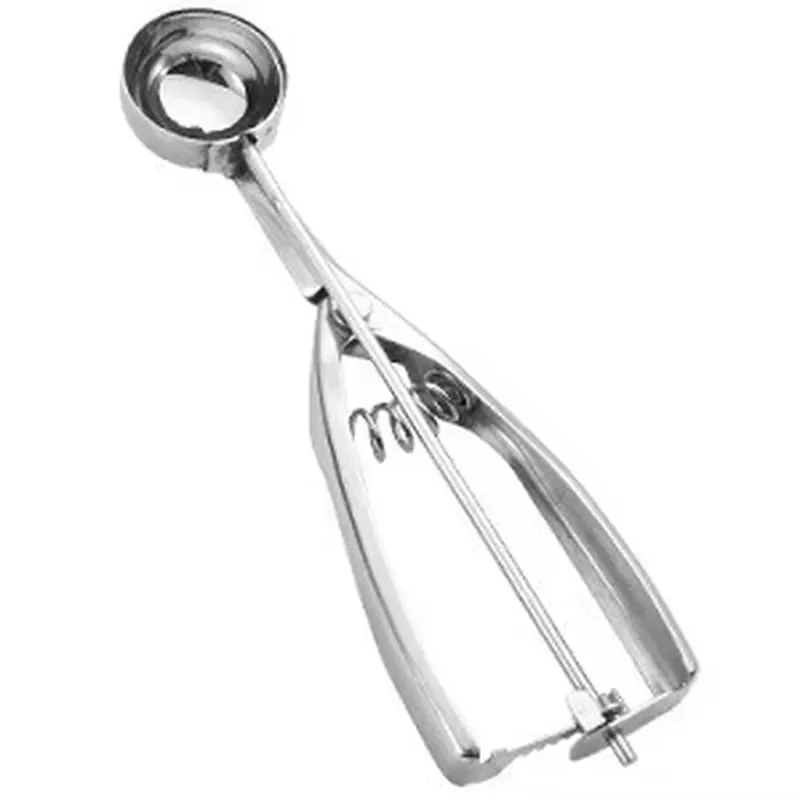 3pcs Stainless Steel Ice Cream Spoon Set with Trigger Release Large Medium Small Size Cookie Spoons