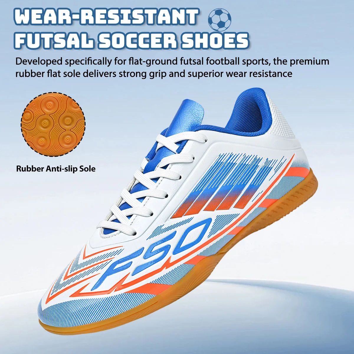 Men’s Flexible Flat Sole Soccer Sneakers, Breathable Comfort Design For Outdoor Sports And Field Competition