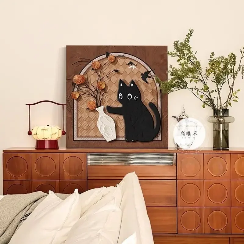 French Antique Cat Decorative Painting Persimmon Living Room Desktop Painting Dining Room Side Cabinet Mural Bedroom Painting