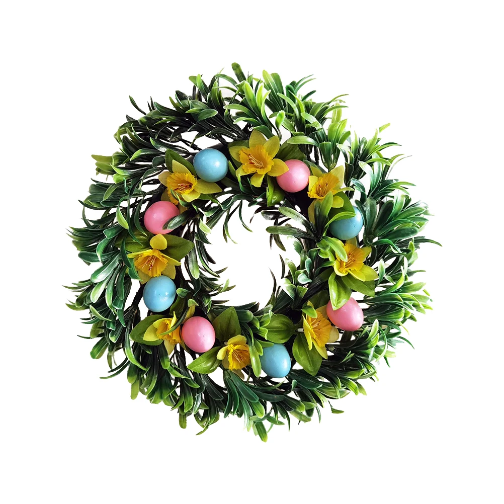 

Easter Wreath Plastic Garland Decoration Fake Leaves Home Door Hanging Festival Decor Easter Themed Creative Pendant