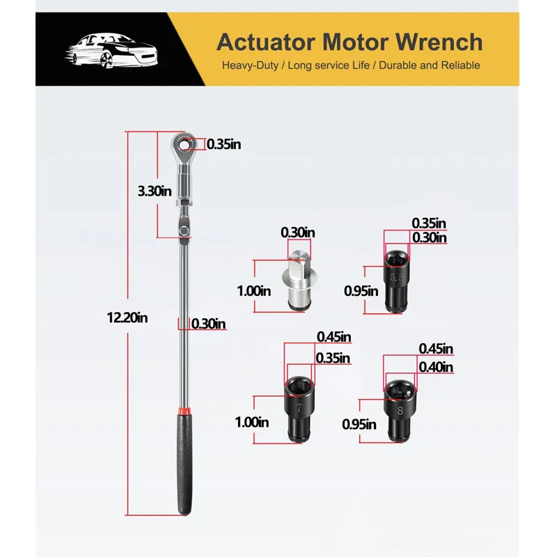 64180 Actuator Motor Tool Set includes 5.5mm 7mm 8mm Socket and 1/4