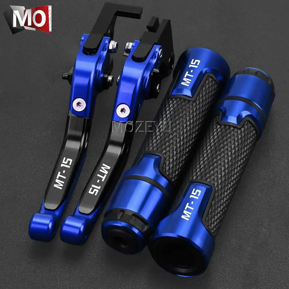 

Motorcycle Adjustable Brake Clutch Levers & Hand Handlebar grips For yamaha MT15 MSLAZZ 150 MT-15 MT 15 2019 2018 2017 2016 2015