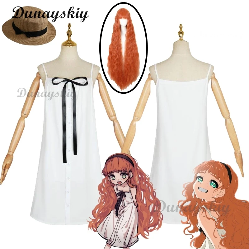 

Friel Cosplay Anime Costume Wig White Dress Lolita Daily Wear Cos Hair Orange Full Set Suit Halloween Party