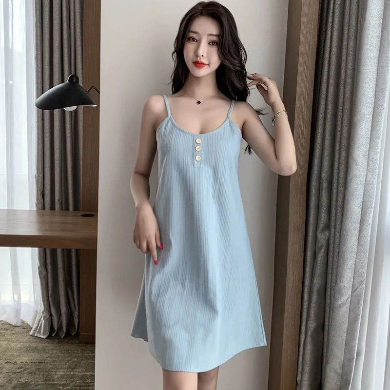 Lace Sweet Cute Pupil Princess Thin Loungewear Ventilate Suspenders Nightdress Female in The Summer New Style Cotton Pajamas