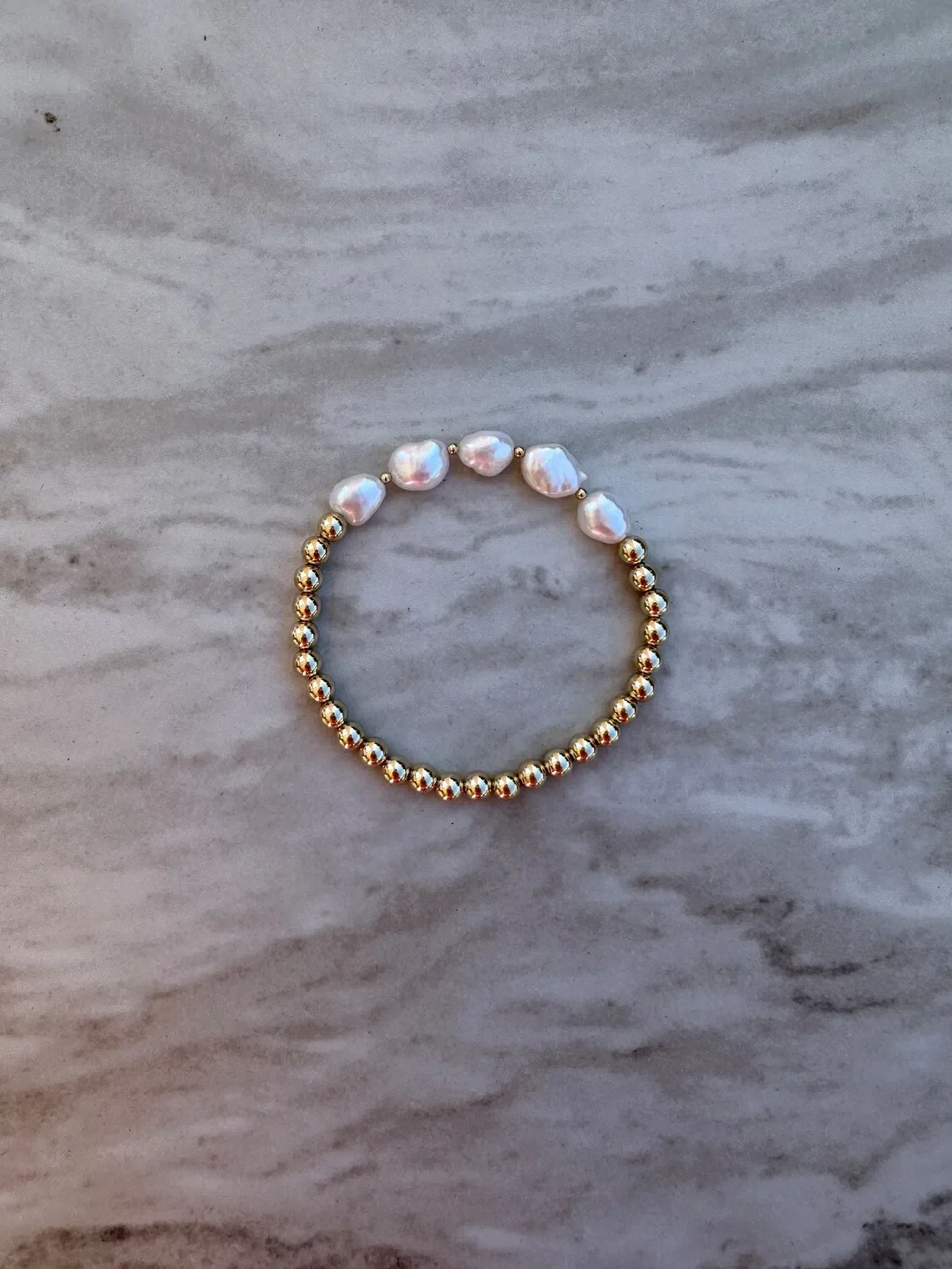 CCGOOD Natural Pearl Bracelet for Women 18K Gold Plated Beads Jewelry Stackable Stretch Adjustable Bracelets Gift for Her