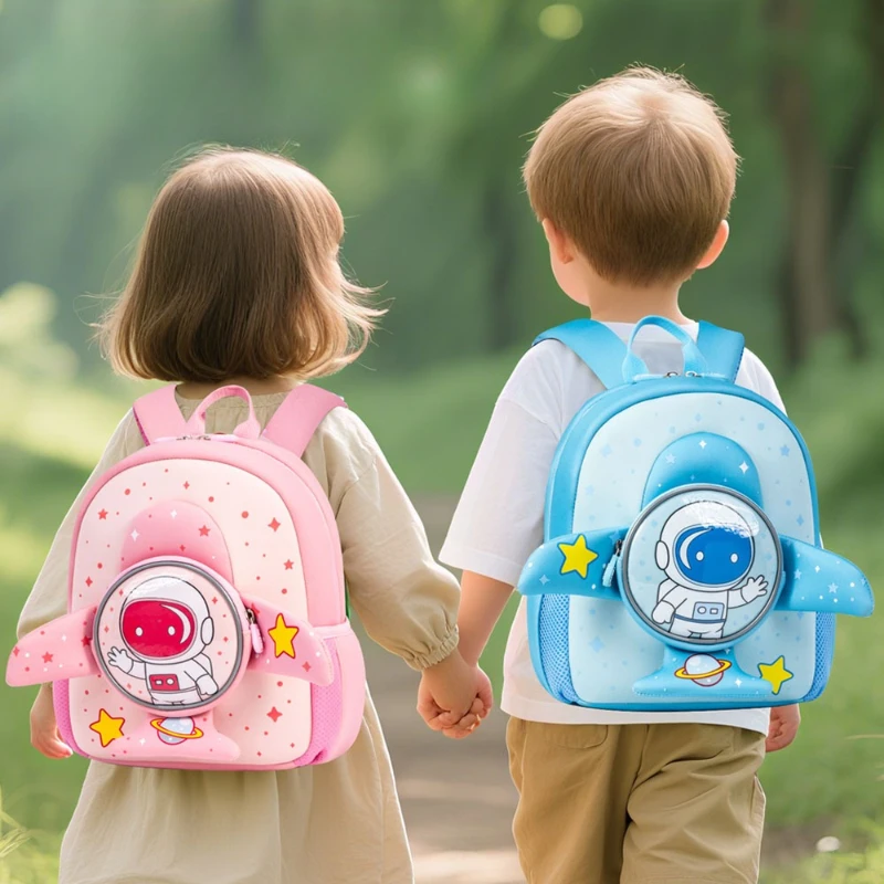 Mochila escolar de astronauta de dibujos animados para niños y niñas de 5 a 7 años, mochila ligera para niños, mochila ergonómica con tema espacial