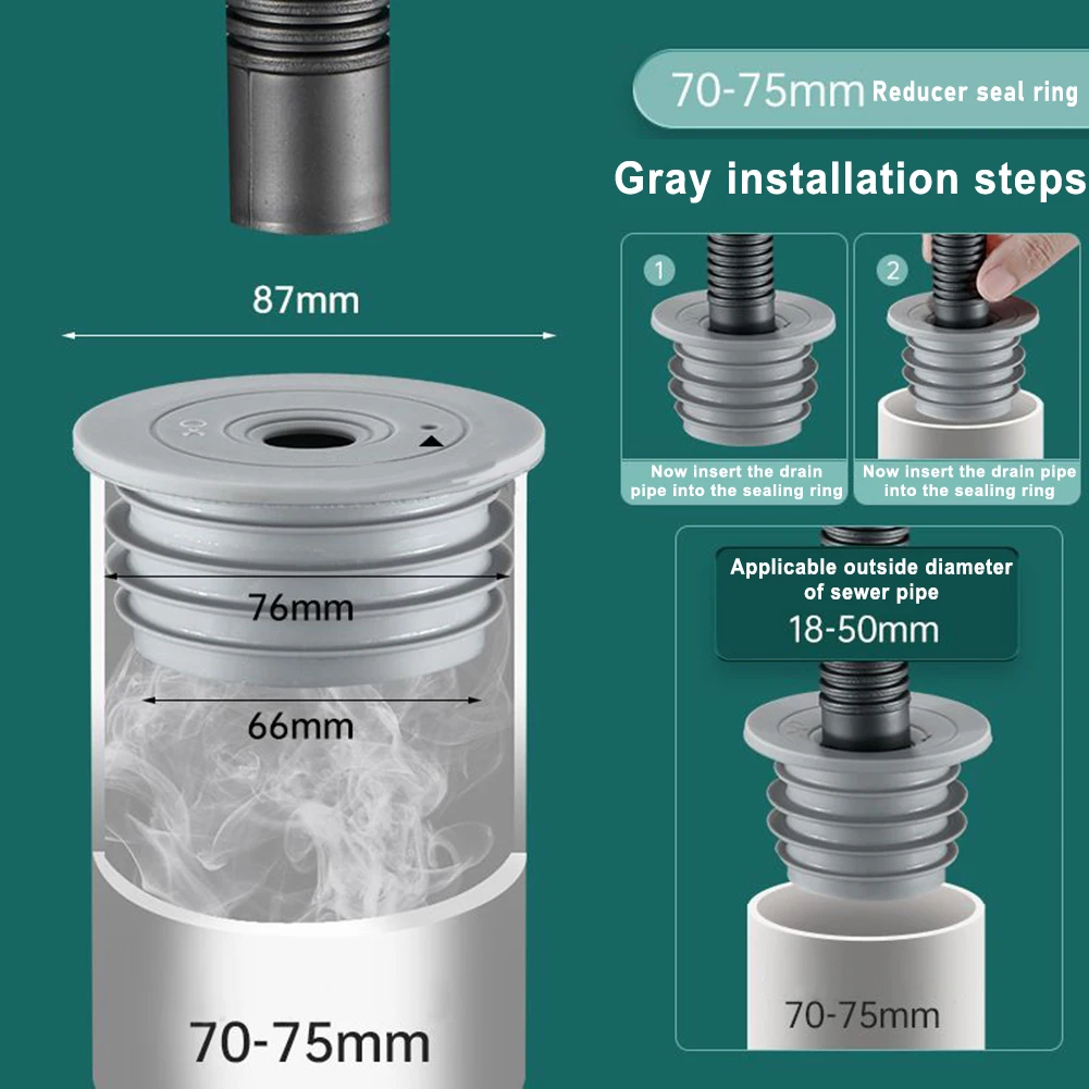 

Силиконовое уплотнительное кольцо для стиральных машин и сливных труб раковин с функцией дезодорации, подходит для различных бытовых труб