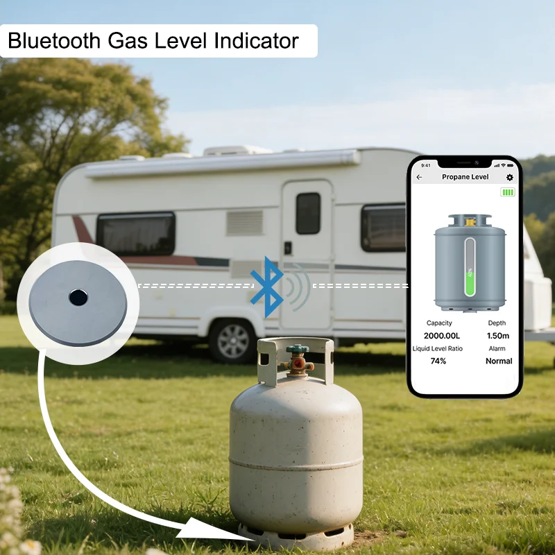 Smart Ultrasonic LPG Tank Level Sensor, RV Accessory for Gas Cylinder Balance Check