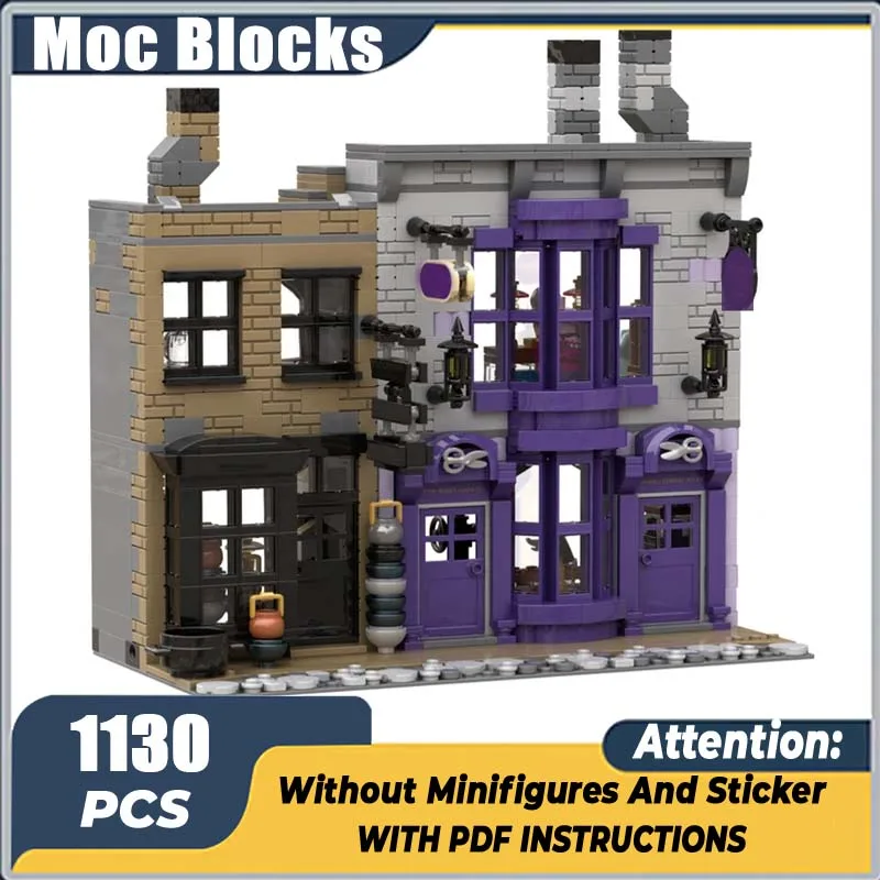 

1129p City Street View Madame Malkins Potage's Cauldron Shop Bricks Architecture Alley House Building Blocks Kid Toy MOC-53216
