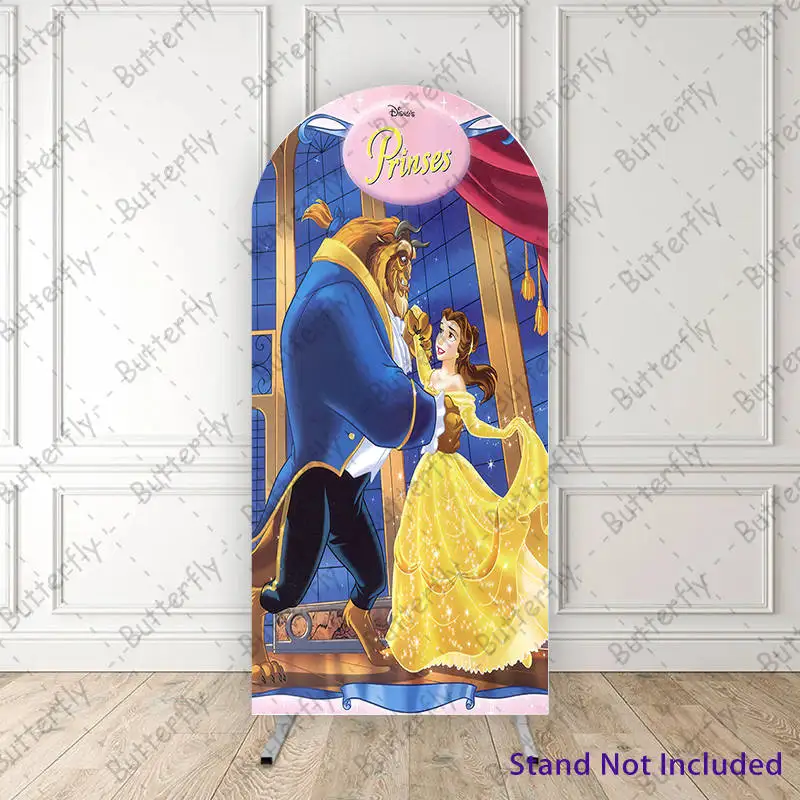 Chip Beauty And The Beast Disney Yellow Dress Belle Princess Adam Arch Backdrop Cover Girls Birthday Party Background Decoration