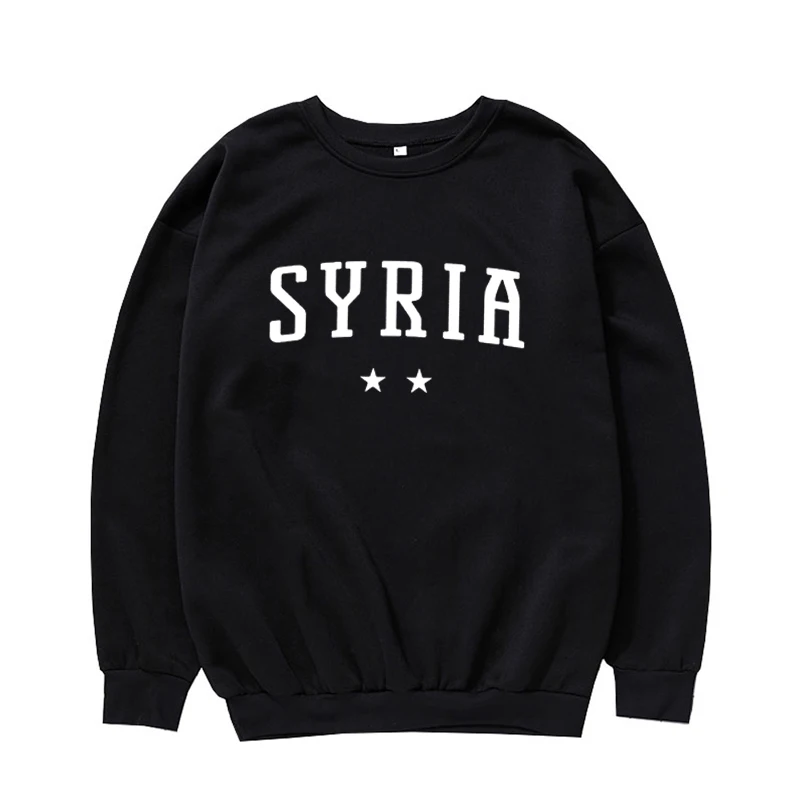 Syrian Independence Flag Oversized Pullover, Freedom, Syria Map, Harajuku Casual Tops, Hip Hop Streetwear, Unisex, Fall/Winter