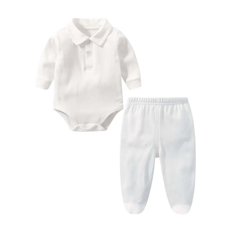 

Baby Boy Girl Clothing Autumn Long Sleeves Polo Shirt Bodysuit+Bind Foot Trousers 2Pcs/Sets Cotton Newborn Clothes 0-12 Months