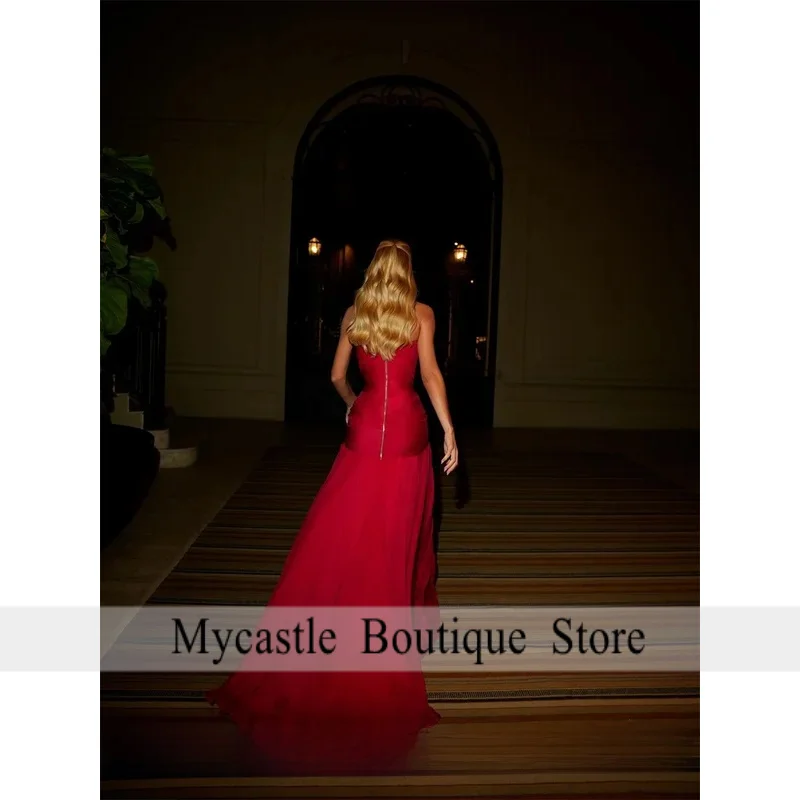 맞춤형 고급스러운 핑크 오간자 이브닝 드레스 고품질 스트랩리스 지퍼 주름 장식 백홈커밍 맞춤형 드레스 머메이드