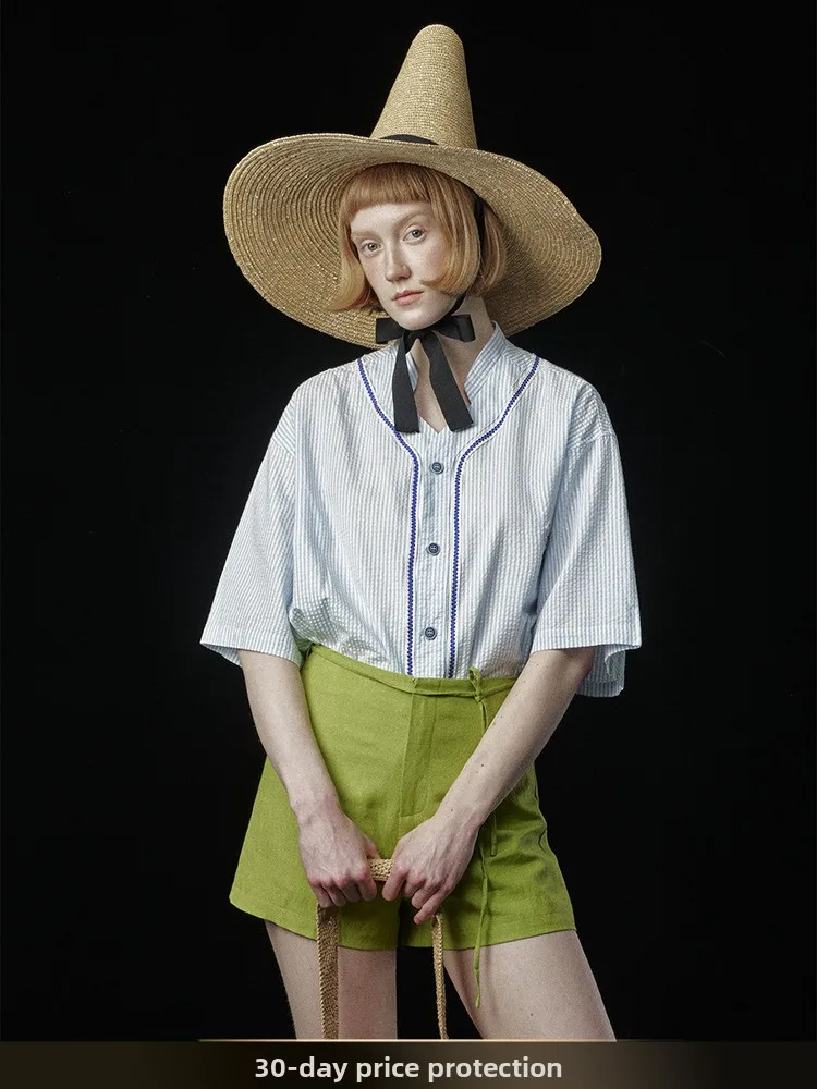 

Nted American Retro Digital Bubble Cloth Striped ort Sve irt Men Summer Casual Versatile Couple Sports irt Cotton 00%