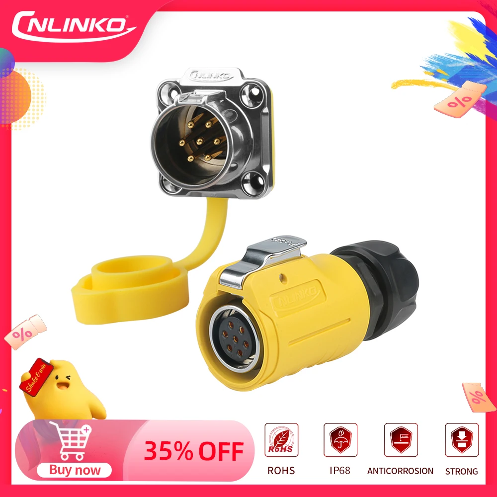 CNLINKO IP68 M20 Outdoor Waterproof Connector 5/7/9/12 Pin Terminal Electrical Wire Cable Connector Plug Seamless Sealed Socket