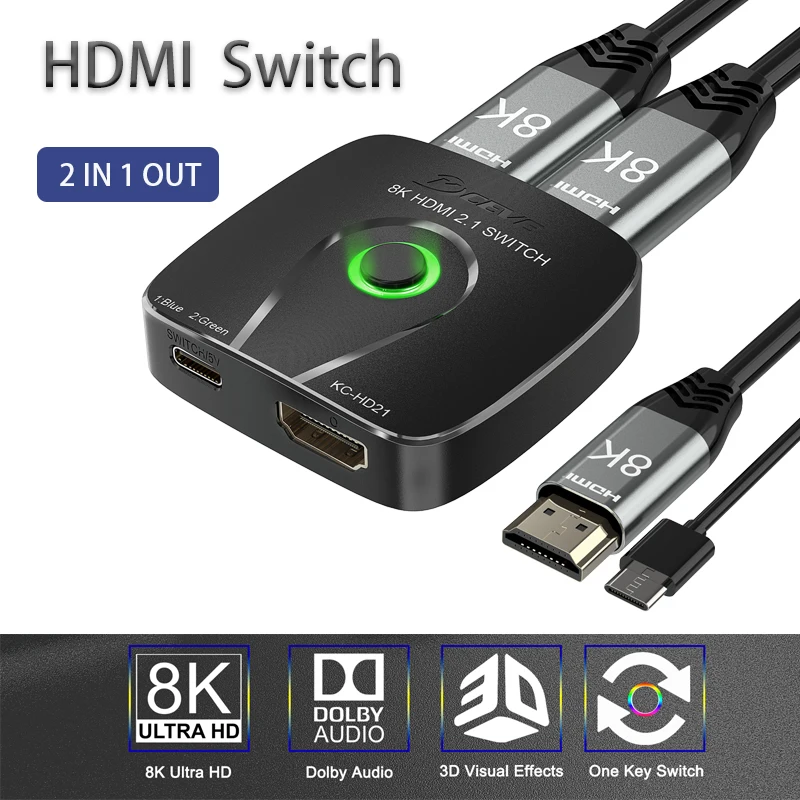 

2 in 1 out HDMI-compatible HDR Switch Multi host sharing HDMI-compatible Game live screen Splitter 8K HDMI-compatible switcher