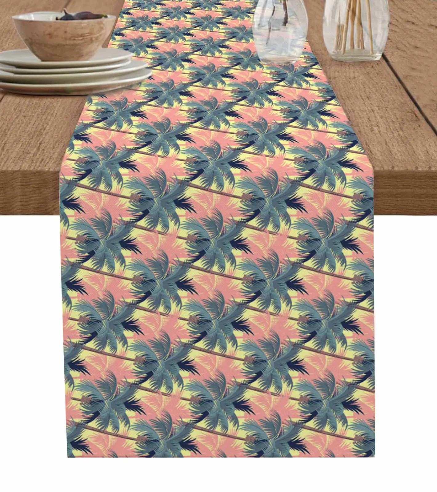 Coconut Tree Pattern Summer Abstract Table Runners Coffee Tablecloth Wedding Decoration Modern Home Party Table Mats