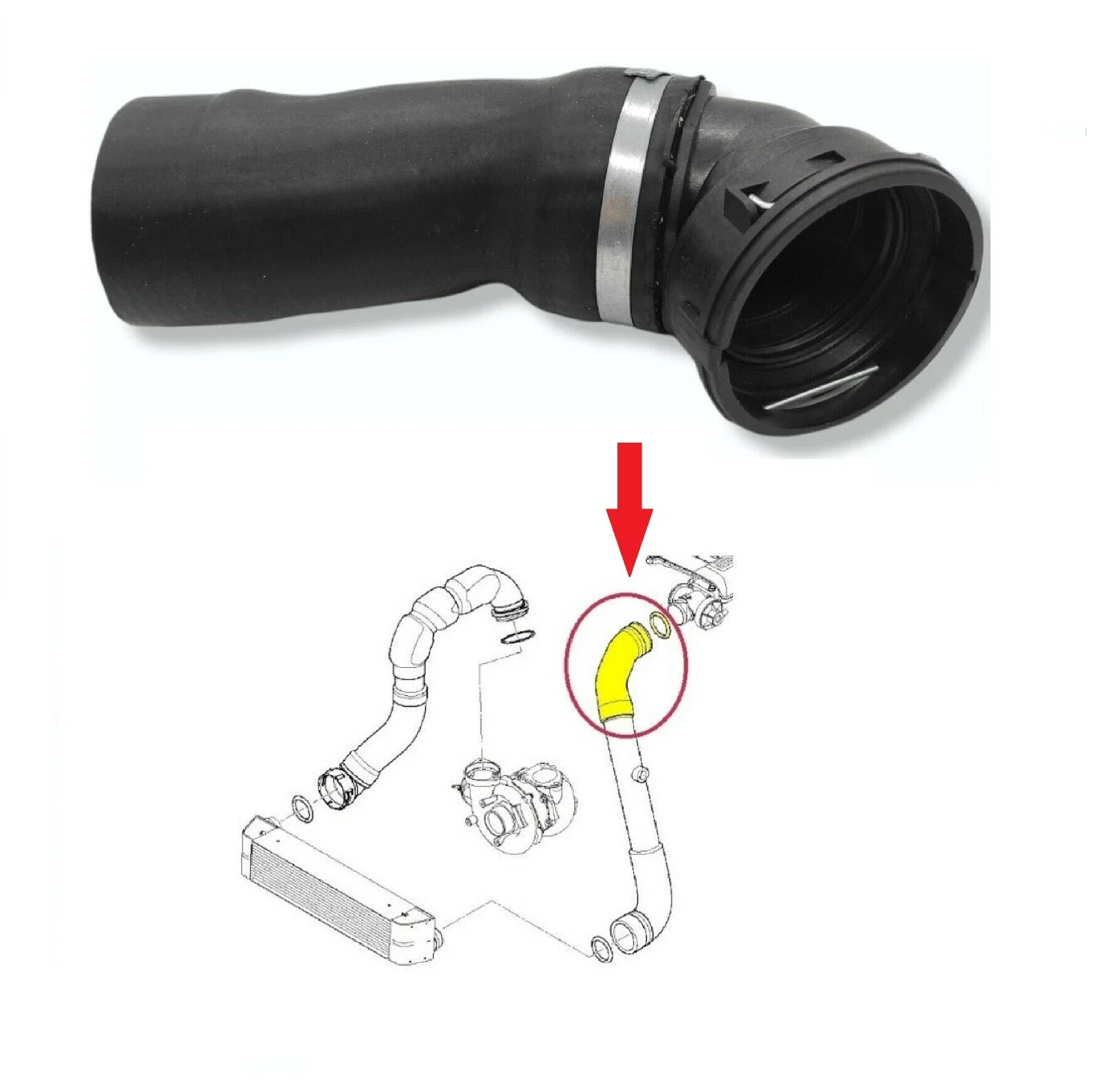 Top Intercooler Pipe Turbo Hose For BMW E90 E91 E92 325D 330D 335D 11618506078