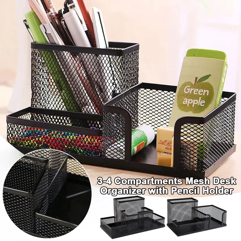 

Настольный органайзер для канцелярии с 3/4 отделениями, креативный металлический держатель для ручек, подставка для карандашей, стеллаж для хранения документов, коробка для хранения, офисные аксессуары, школьные принадлежности