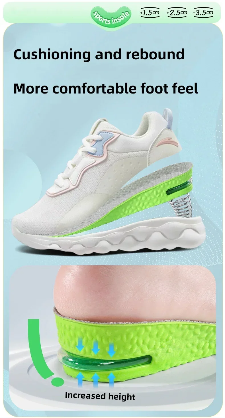 Height Increase Insole for Men Growing Sole Shoes Insoles Unisex Quality Sports Air Shock Absorbing Anti-Odour Shoe Pads 1Pair