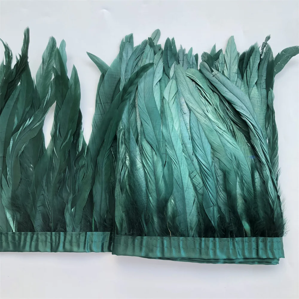 

10 Yard Dark Green Dyed Rooster Tails Feathers Trim Fringes Strips For Wedding Party Decoration Pheasant Chicken Feather Ribbons