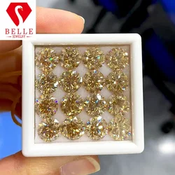 Lab Grown Moissanite Loose Gemstone Round Champagne Color VVS1 Excellent Cutting Top Diamonds Stone 3EX For Women Jewelry Making