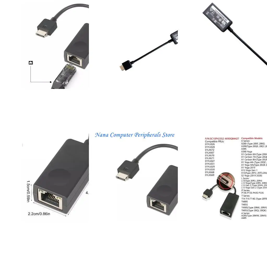 F68C RJ45 Ethernet Extension Dongle Cable Networking Adapter para X280 X390 X395