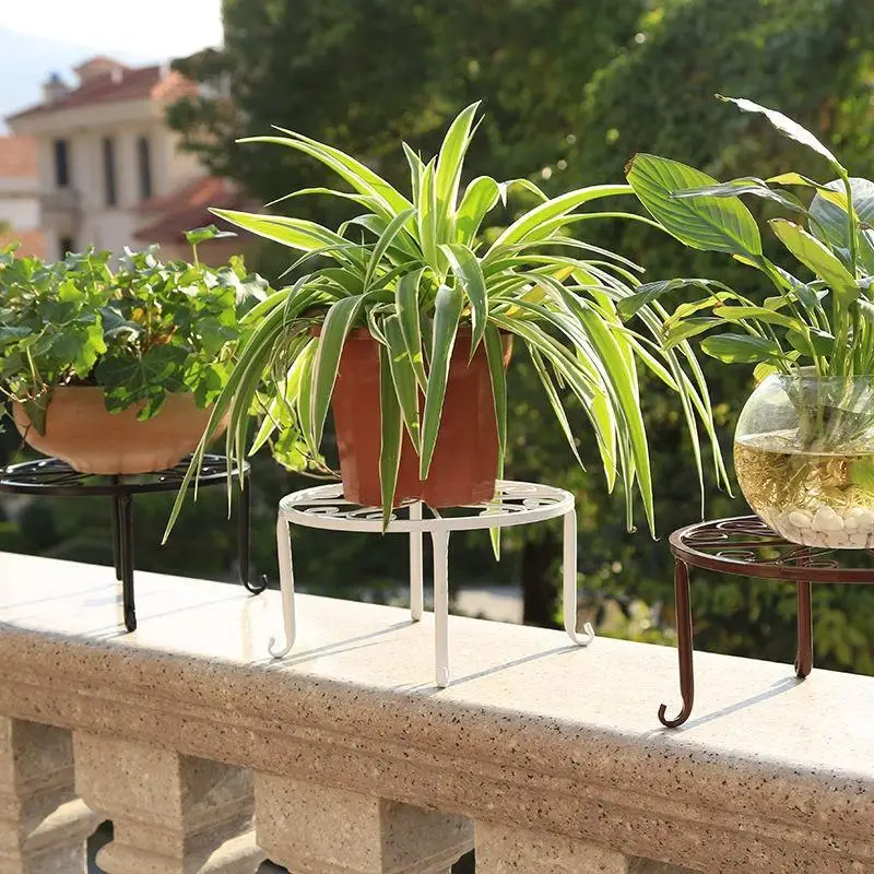 Balcony Metal Potted Plant Stands Duty Rustproof Iron Round Flower Pot Stands Plant Holder Support Rack Plant Stand Rack