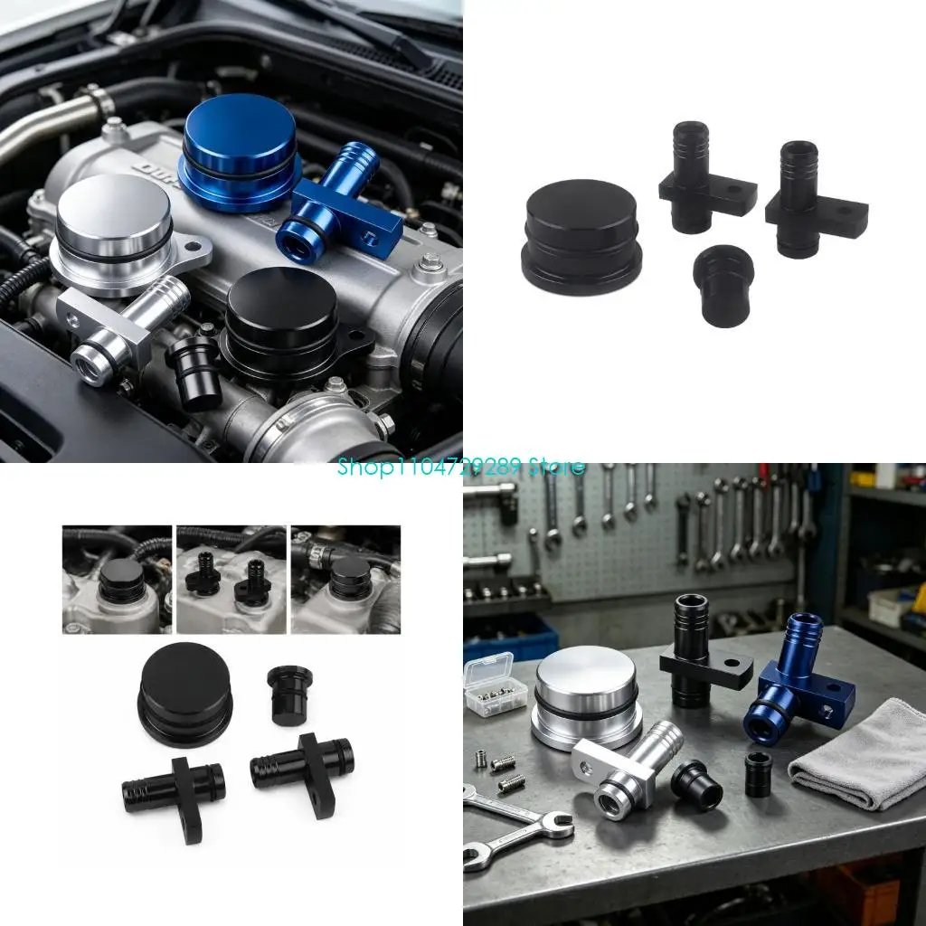 D8KE PCV Resonator Closure for Listed 6.6L Engine Ventilation, Aluminum Adapter Parts with Threaded Connection Sections