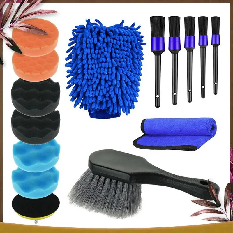 

AB59-15шт щетка для мойки автомобиля щетка для ступицы автомобиля космическая шина мягкие щетки для чистки волос набор для детализации автомобиля