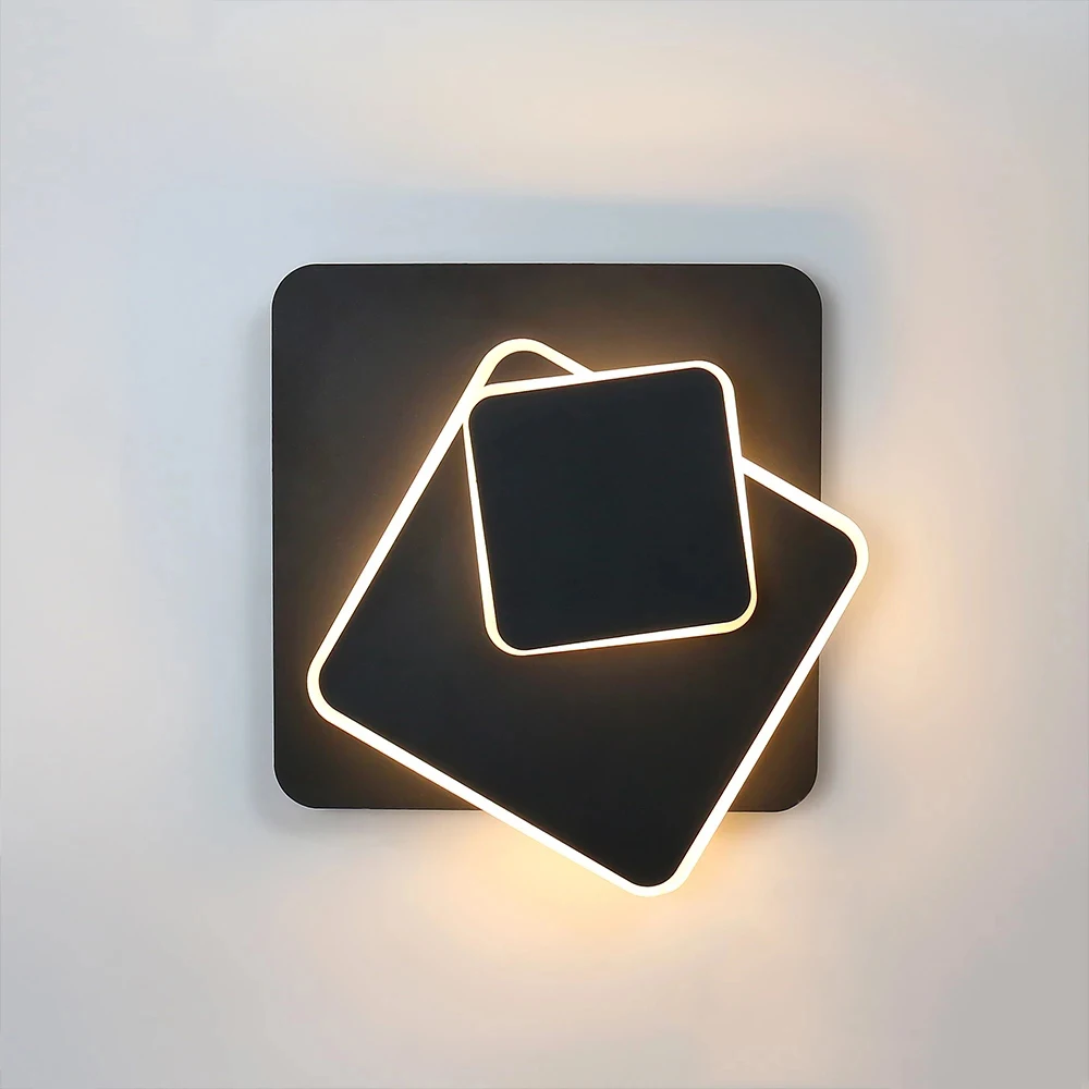 

Скандинавский креативный вращающийся настенный светильник, круглый/квадратный, простой, современный, для гостиной, столовой, лестницы, кабинета, спальни, прикроватная лампа