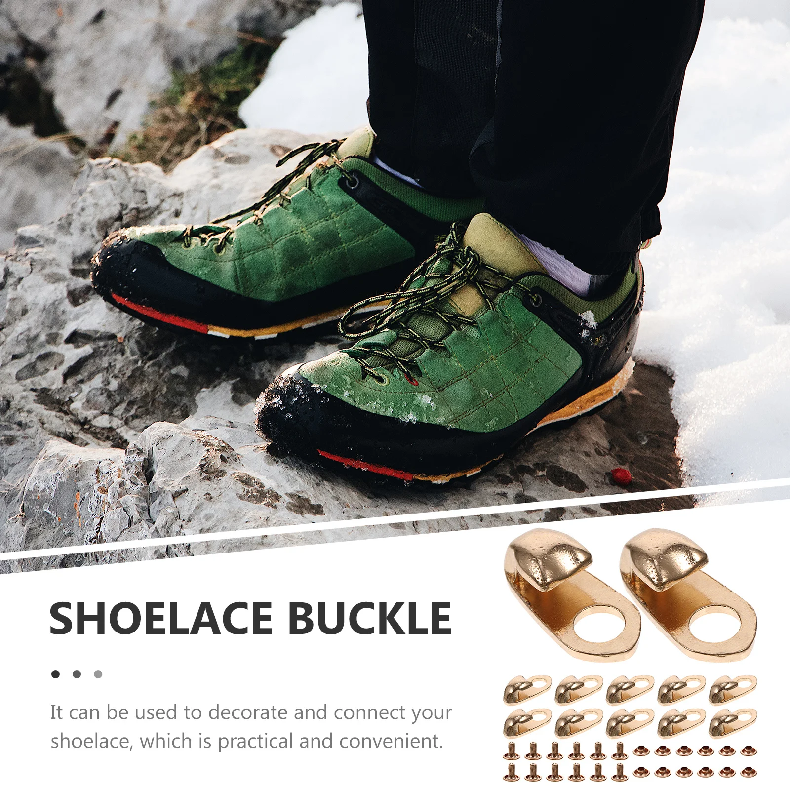 

12Pcs Shoe Lace Hooks Alloy Durable Boot Shoe Lace Connectors for Hiking Climbing Repair Kit Alloy Shoelace Buckle