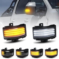 Per Ford F150 2015-2020 F250 F350 F450 2017-2023 lente affumicata lampada a specchio laterale a LED indicatore di direzione dinamico luci di parcheggio DRL bianche