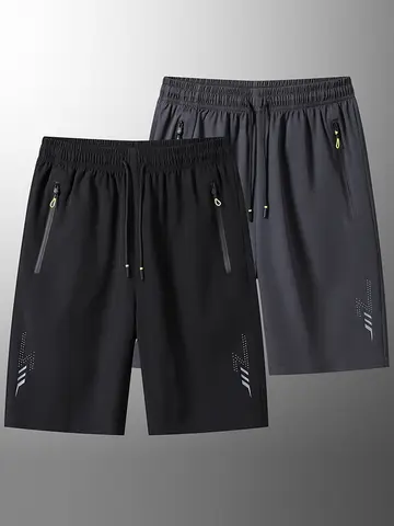 Summer Men's Sport Shorts Cool Sportswear Running Shorts Casual Bottoms Gym Fitness Training Jogging Short Pants Men Black Gray