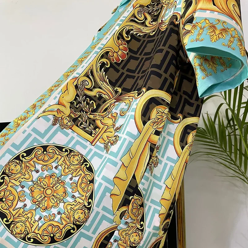 Kemeja Royal Mewah Pria Kasual Musim Panas Pendek Pria Sosial Paisley Court Kemeja Cetak Manga Longa Kemeja Pesta Prom Ropa Para Hombre