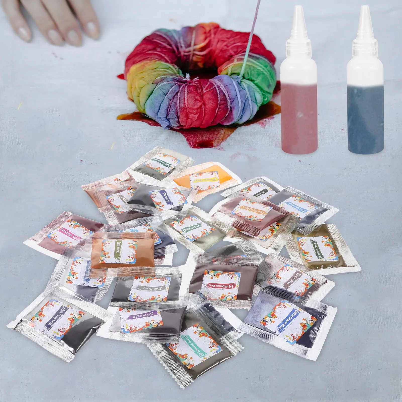 26Pcs Tie Dye Powder Bright Multicolor Fabric Dyeing Powder DIY Kit for Kids Adults Creative Textile Pigment Party Supplies view 4