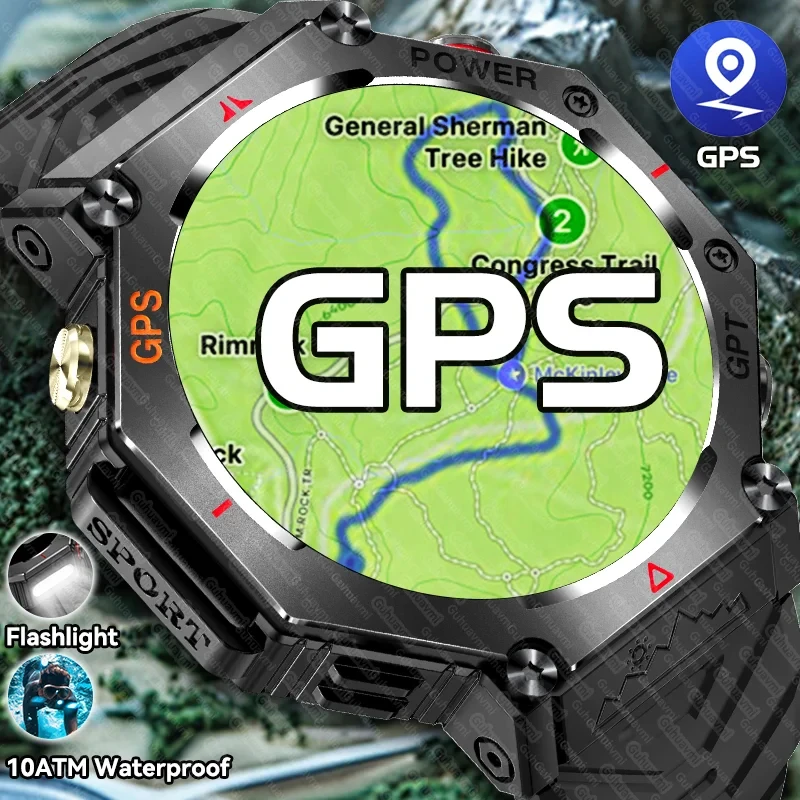 

Outdoor Real GPS Men Smart Watch Altimeter Barometer Flashlight 10ATM Waterproof Wireless Call Adult Sports Fitness Smartwatches