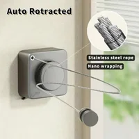 Indoor and Outdoor Wire Clothesline, Retractable and Hidden Storage, Dual-Purpose Installation with or Without Drilling, Compact - Image 4