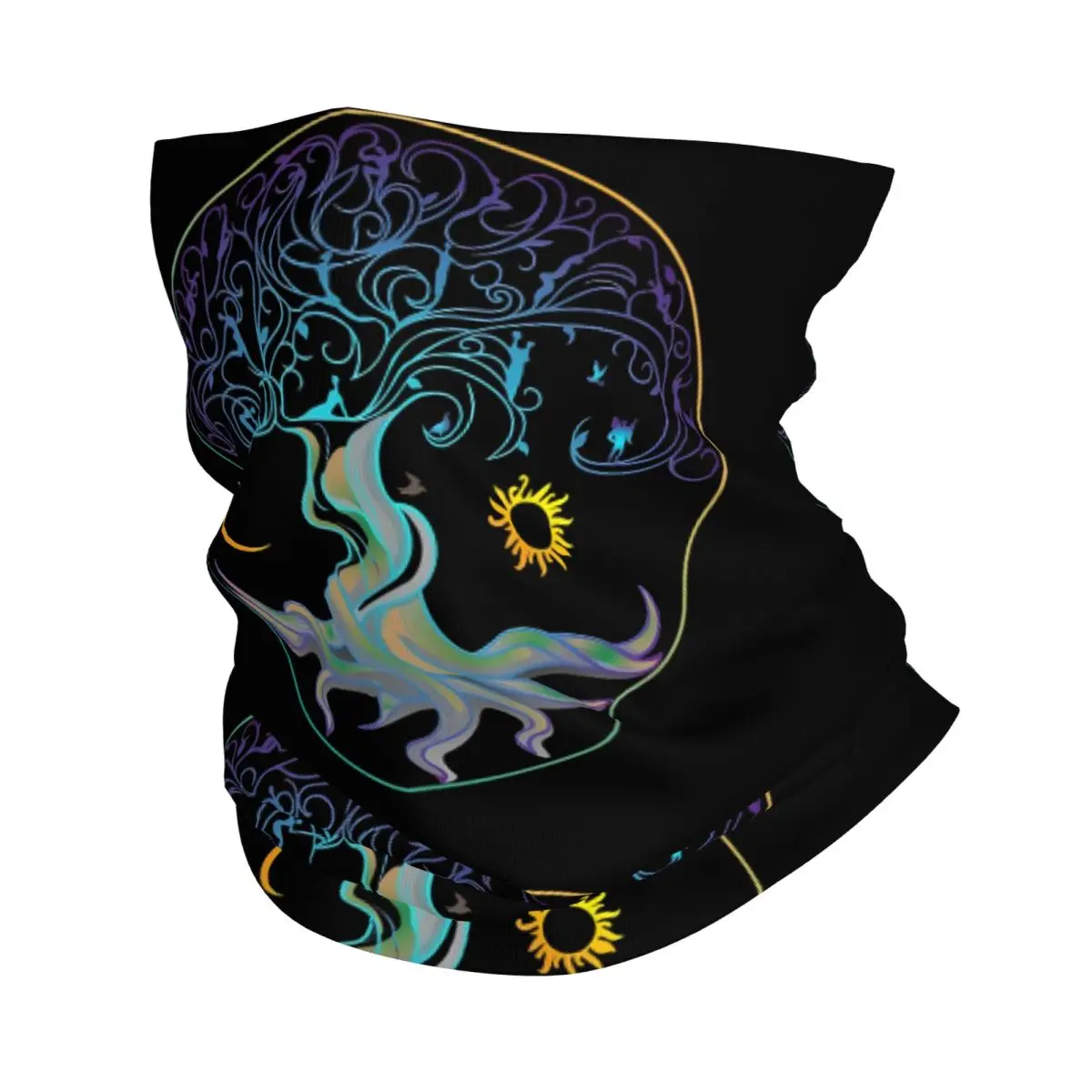 Tree Of Life Sun And Moon Scarf Neckerchief Neck Face Mask Polyester