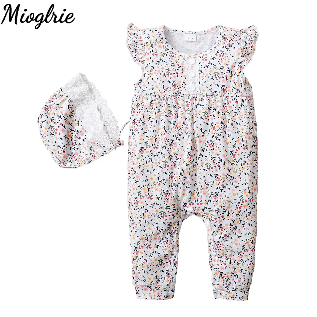 

Newborn Baby Girl Bodysuit Toddler Girl Floral Print Fly Sleeve Cute Romper Infants Baby Girl Onesie Clothes For 0-18 Months