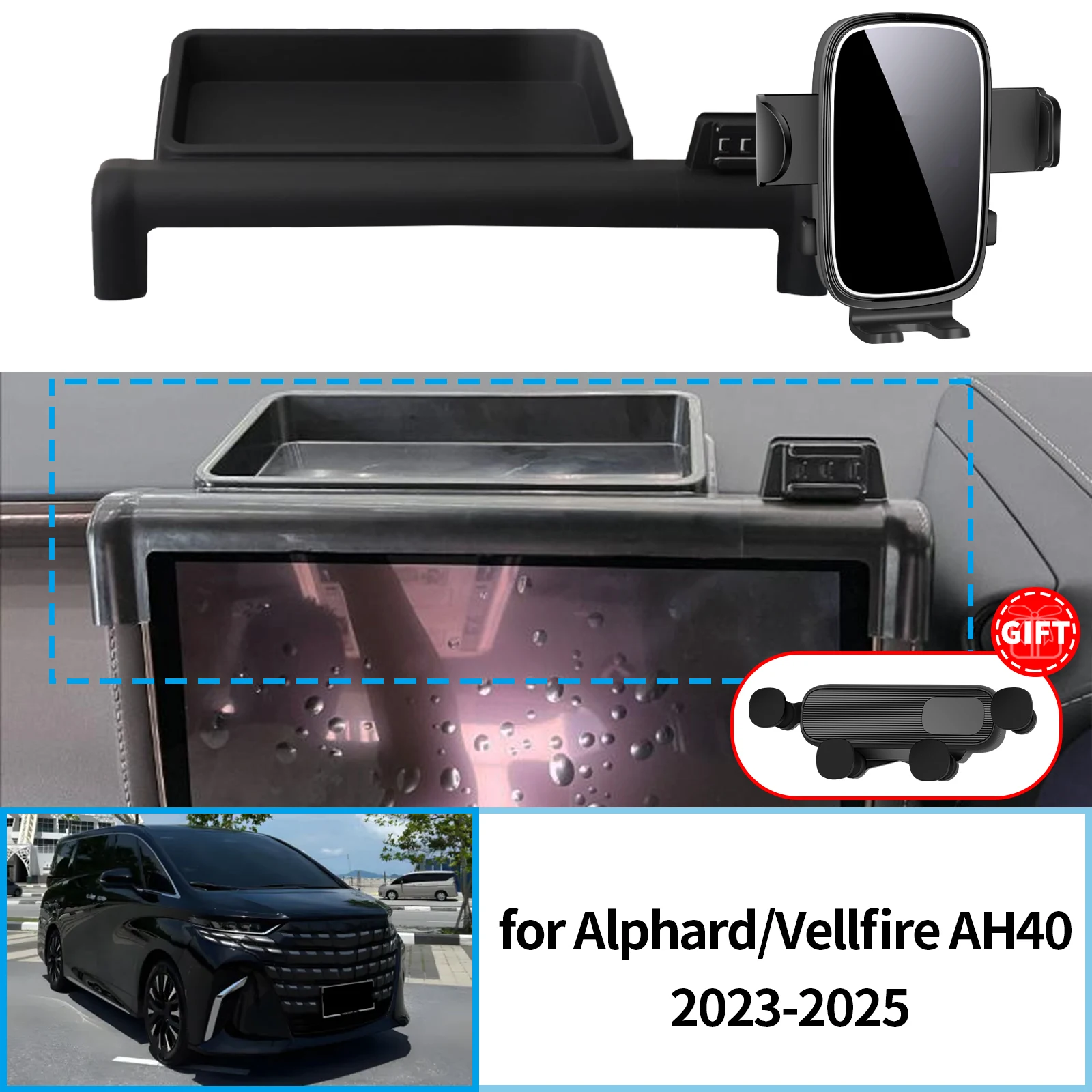 

for Toyota Alphard Vellfire 40 AH40 2023-2025 RHD ​​​​Stable Clip-On Phone Holder​​ Mount Screen Base No Vibration​ accessoires