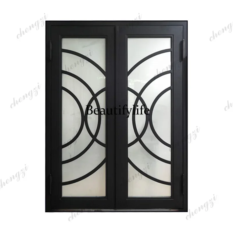 TTT  Customization Customized New Product Double Wrought Iron Security Doors Front Entry Door Modern Iron Door Design