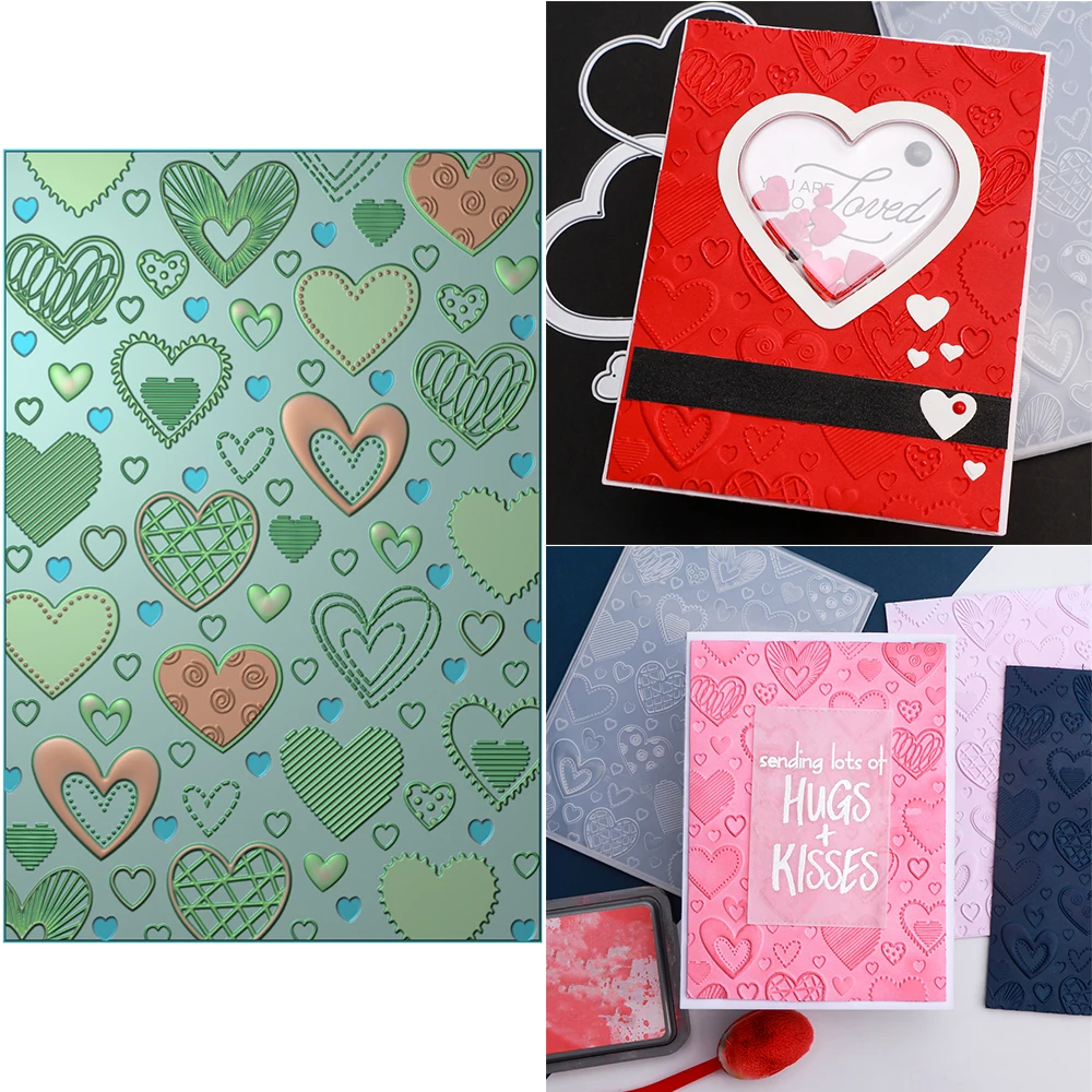 

1pc 3D Embossing Folder Irregular Love Heart Doodle Background for Diy Scrapbooking Valentine's Day Adding Textured Paper Card