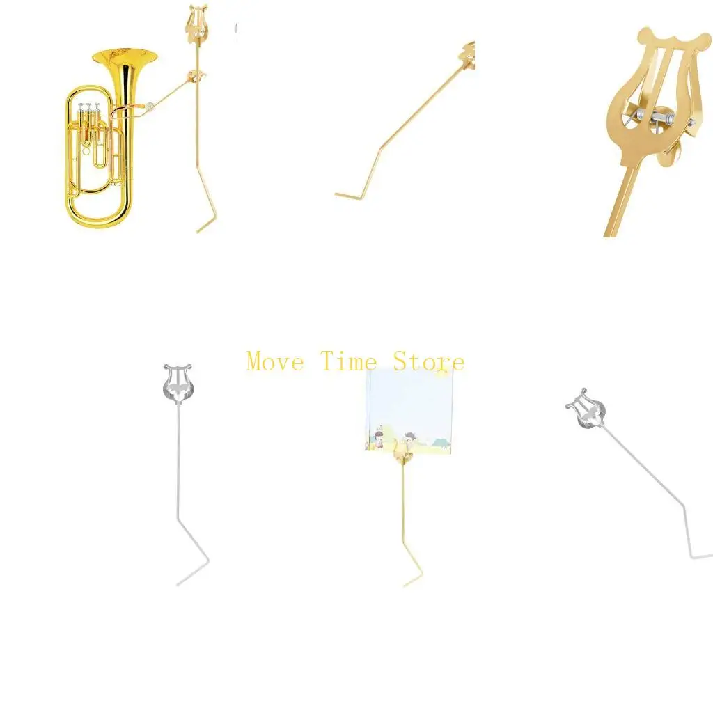 92ME Metal Plating Music Sheet Clip Tubas Marchings Lyre Music Score Holder Brass Instrument Music Paper Holder Easy to Use