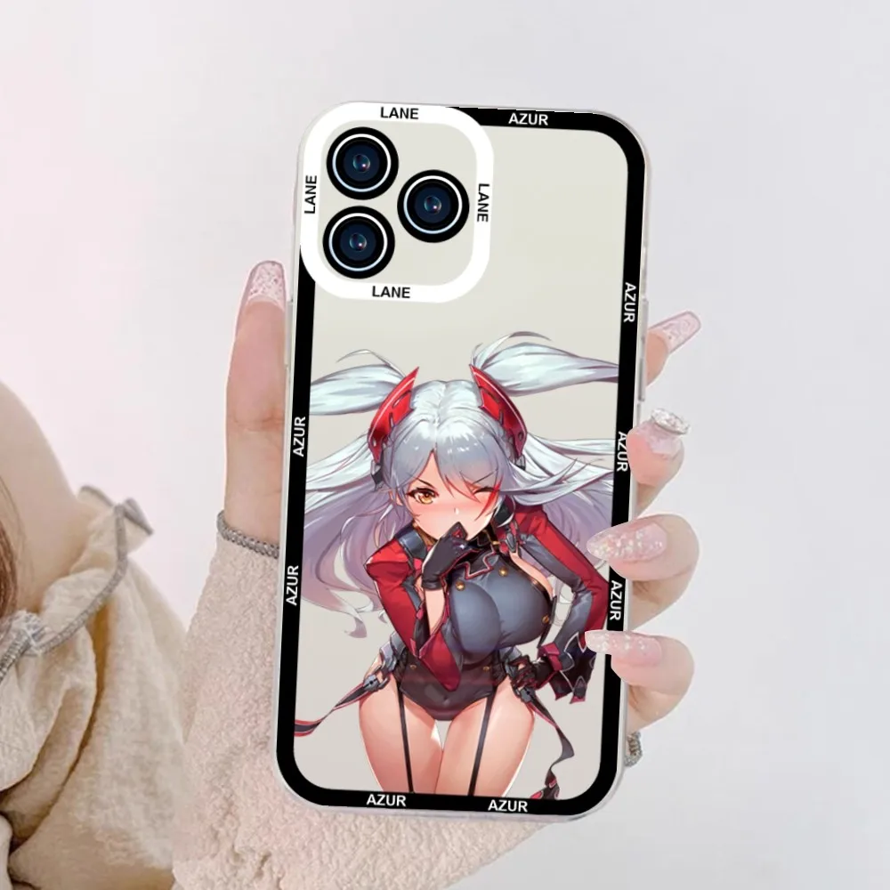 Azur lane prinz eugen telefon hülle für iphone 11 12 mini 13 14 15 pro max transparente schale