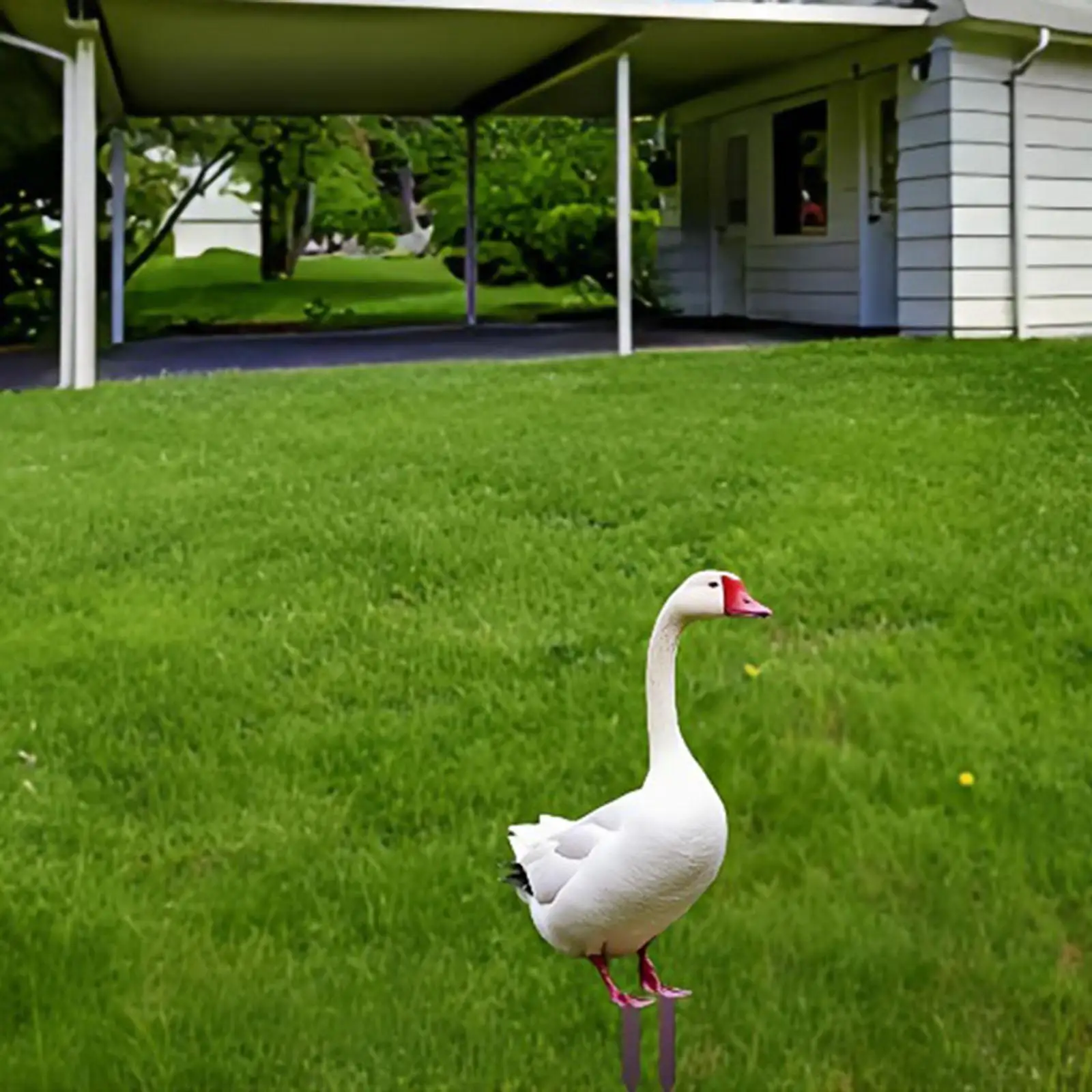 White Goose Garden Patio Stake Acrylic Animal Decor Yard Ornament Outdoor Garden Decoration for Backyard Paths Lawns